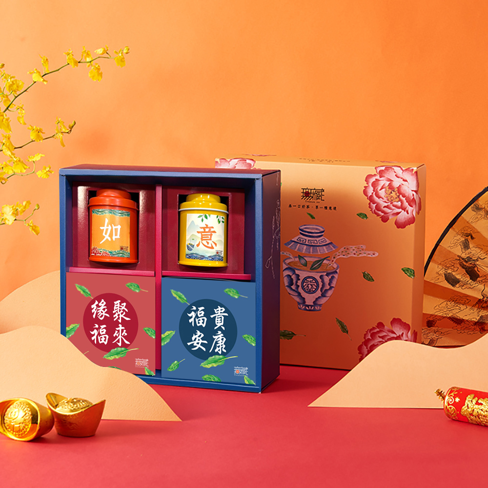 【無藏】祝福綜合茶食成雙禮盒【如意】 精美方盒組 (2茶+2茶食)✿90F019